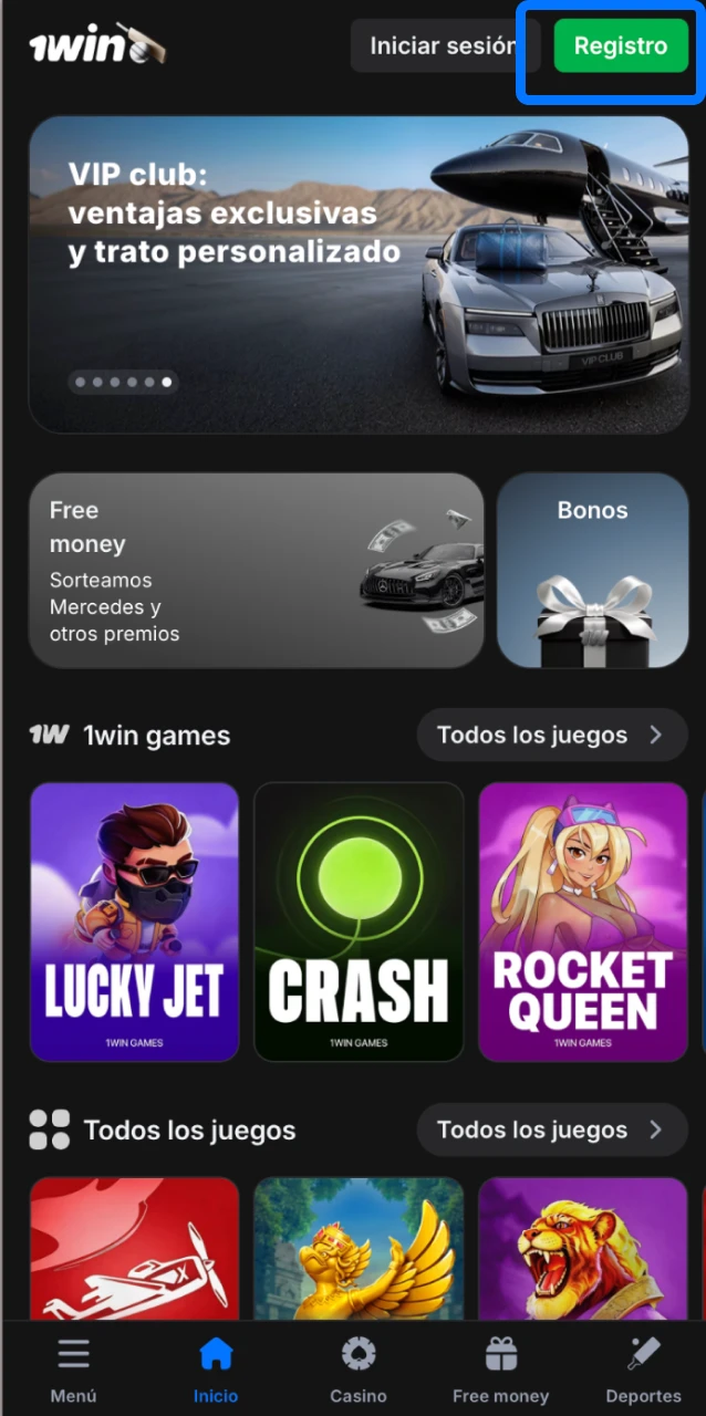 Descargá la app de 1win desde este sitio, abrila e iniciá sesión para empezar a apostar.