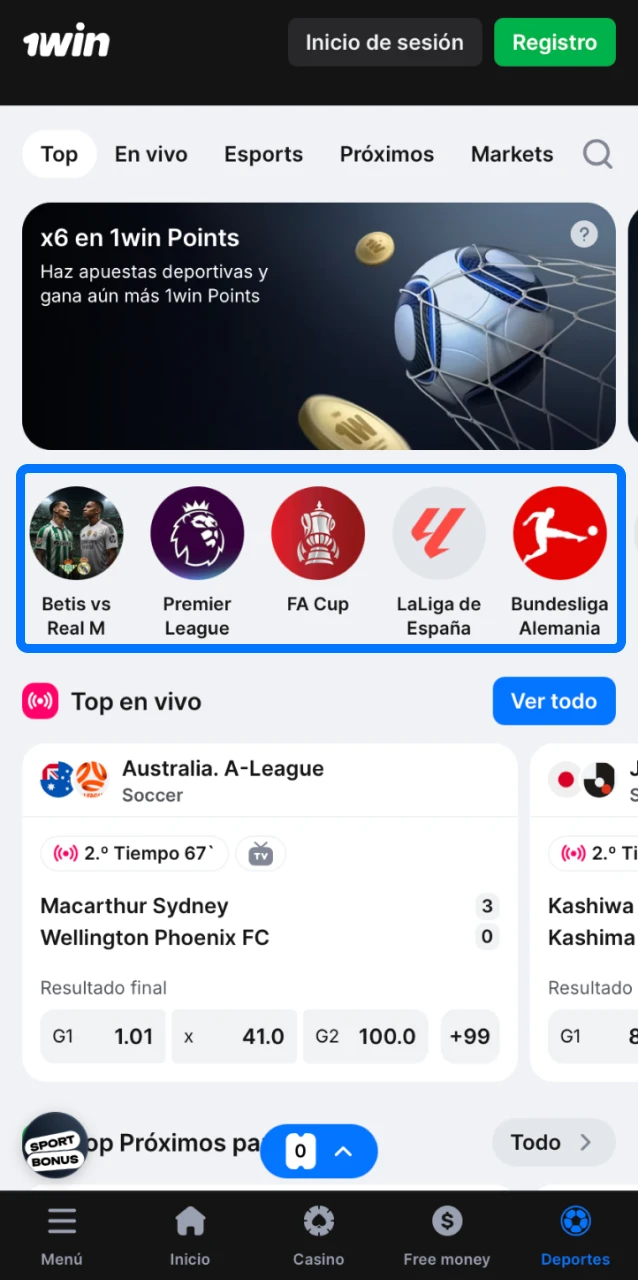 Abrí el partido en la app de 1win y revisá los mercados y cuotas disponibles.