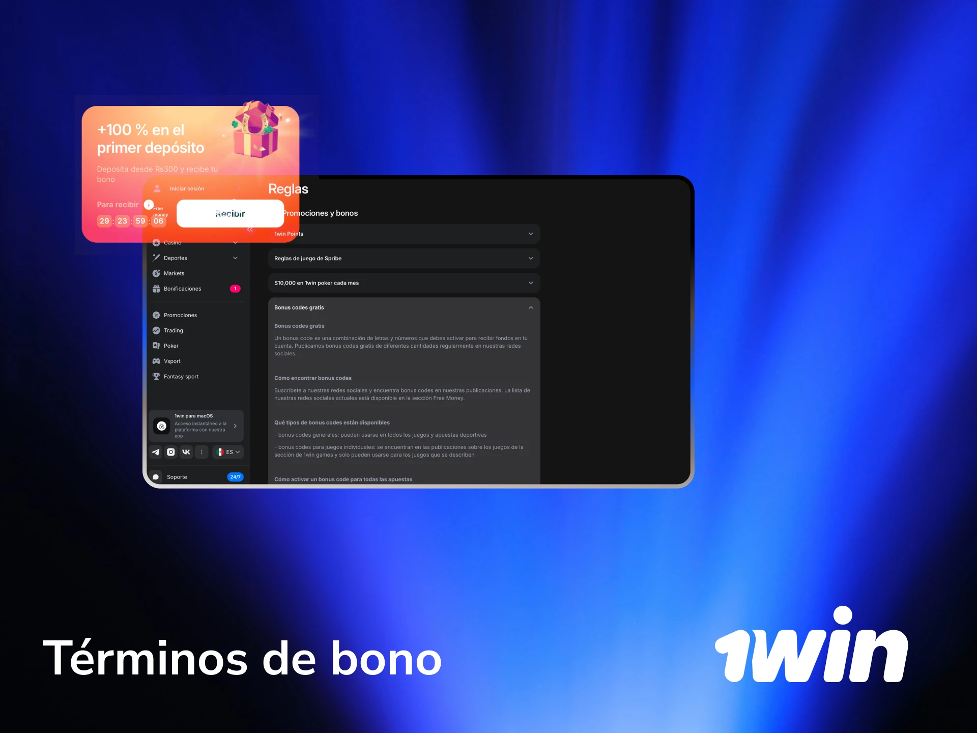 Conocé los términos de bono de 1win incluyendo requisitos de apuesta y reglas de activación desde México.