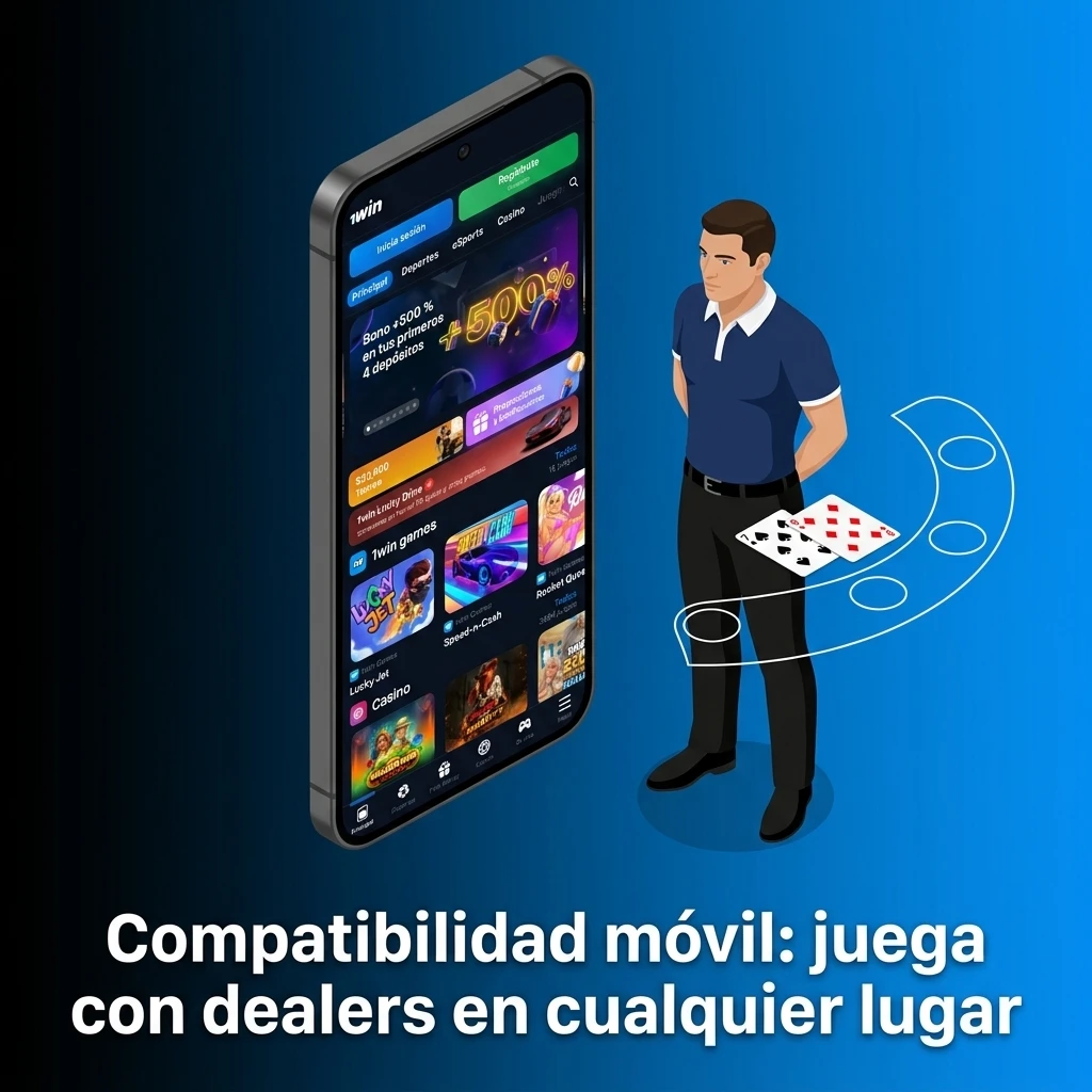 Casino en vivo 1win en celular: lobby y mesa en vertical, botones grandes, streaming adaptable y chat con el dealer