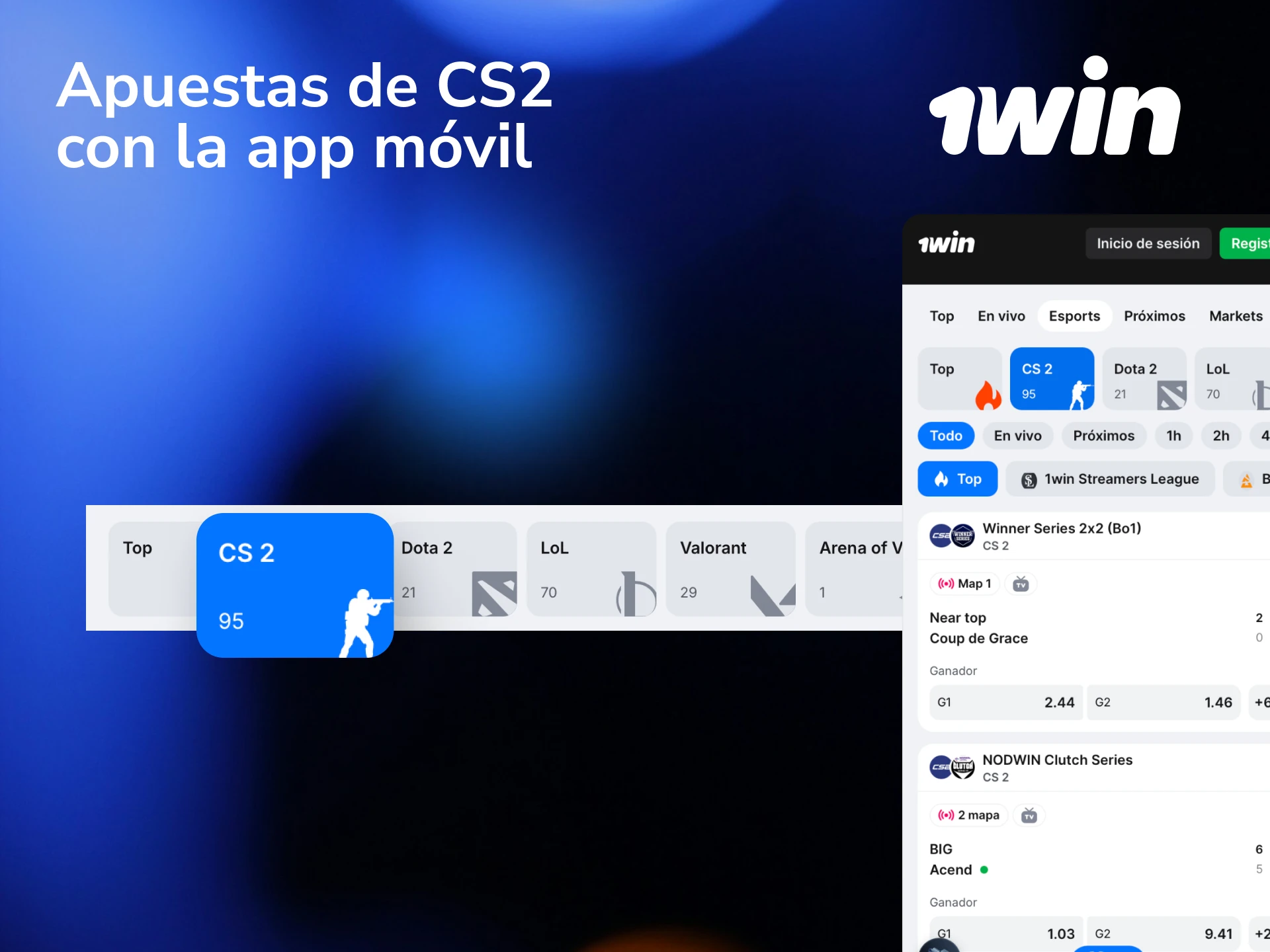 Apostá en CS2 desde la app móvil de 1win disponible para Android y iOS en México.