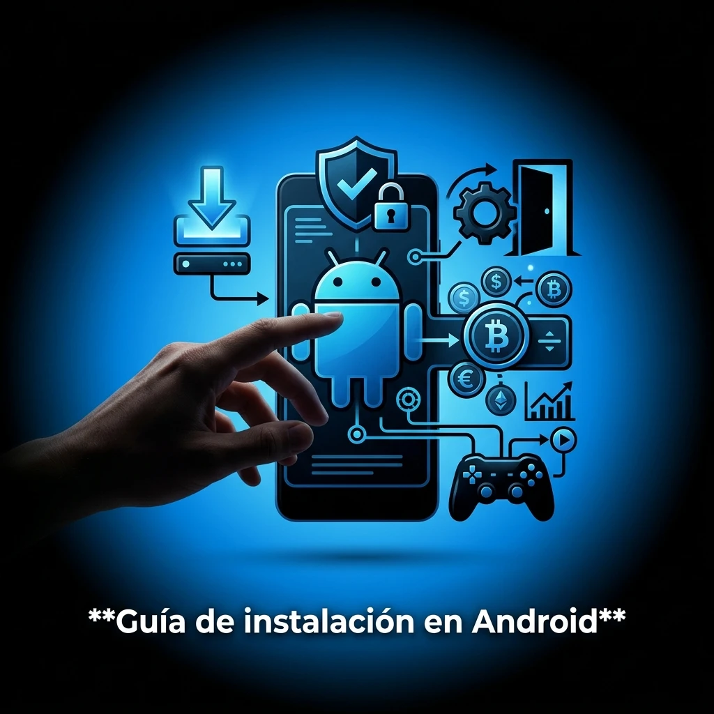 Pasos de instalación en Android: descargar app oficial, permitir orígenes, instalar, iniciar sesión, depositar y apostar en eSports