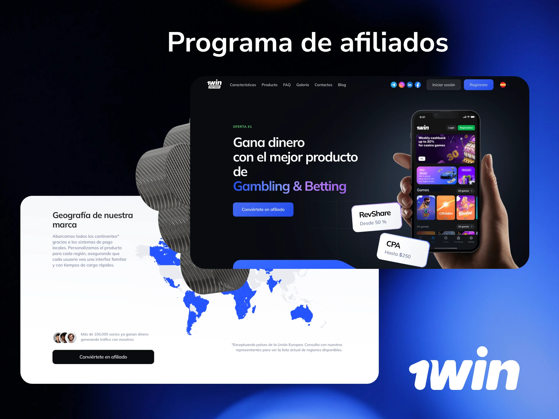 Unite al programa de afiliados de 1win y ganá comisiones por cada nuevo jugador referido.