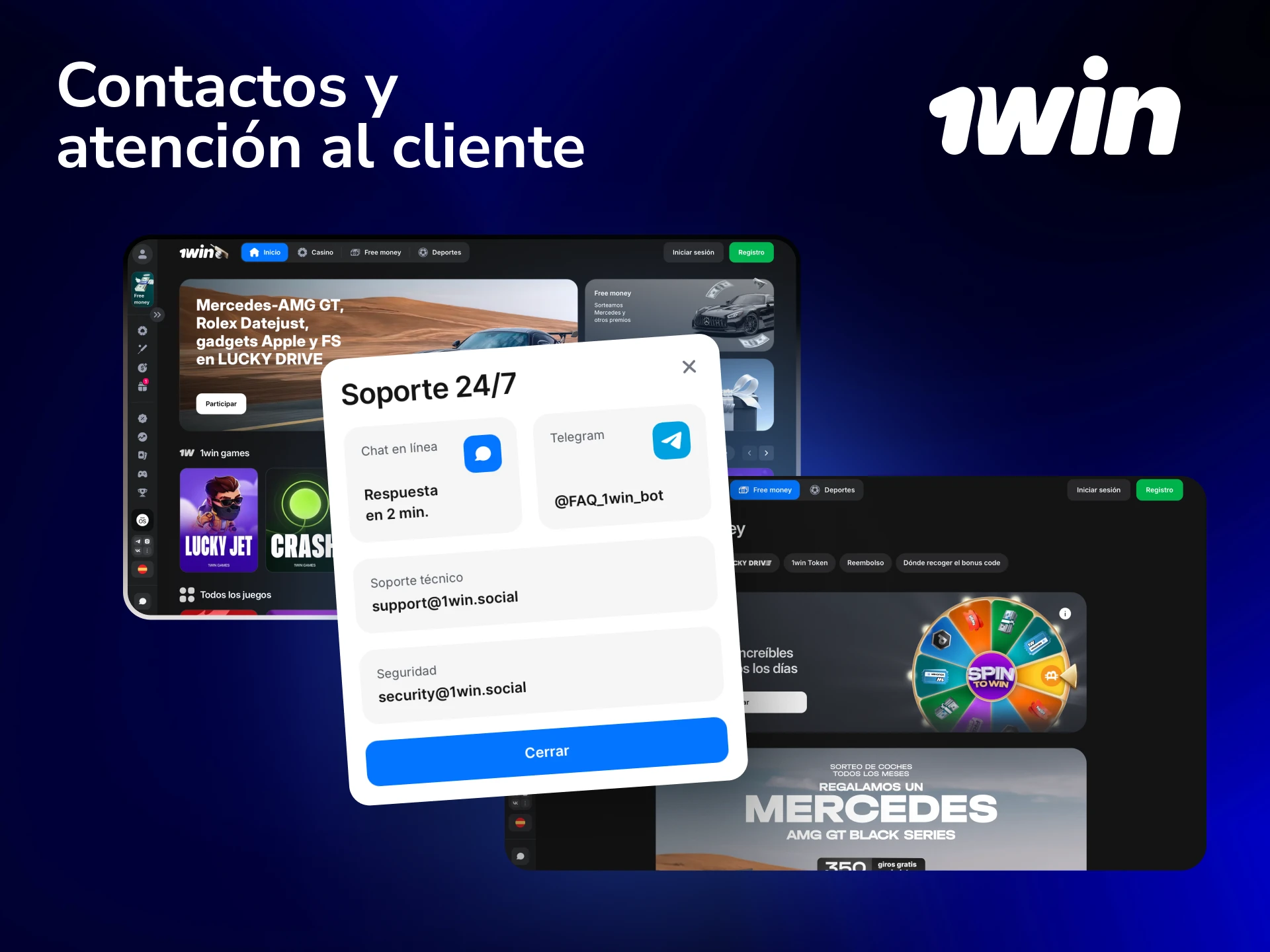 Canales de contacto y atención al cliente de 1win disponibles 24/7 para jugadores desde México.