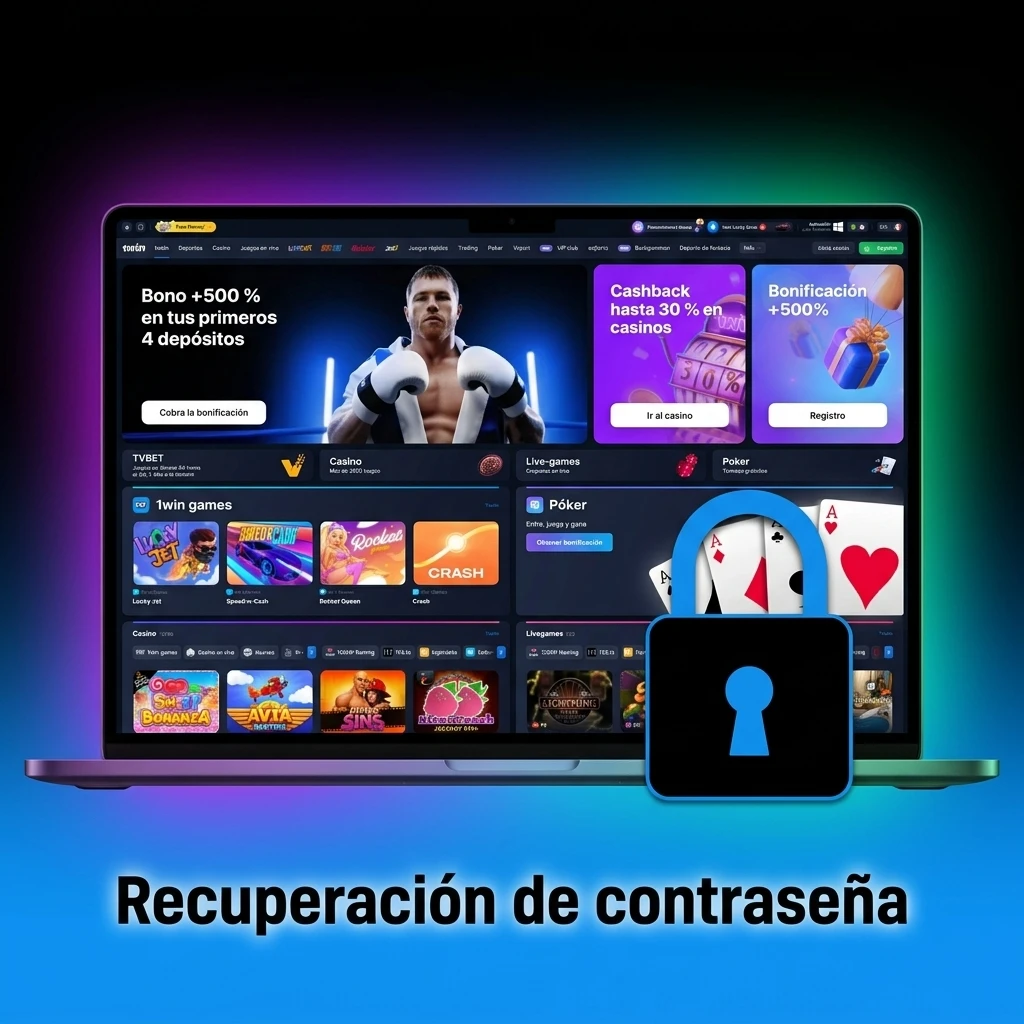 Pantalla de recuperación de contraseña con opción Olvidé mi contraseña, correo o teléfono, y campo para código de confirmación