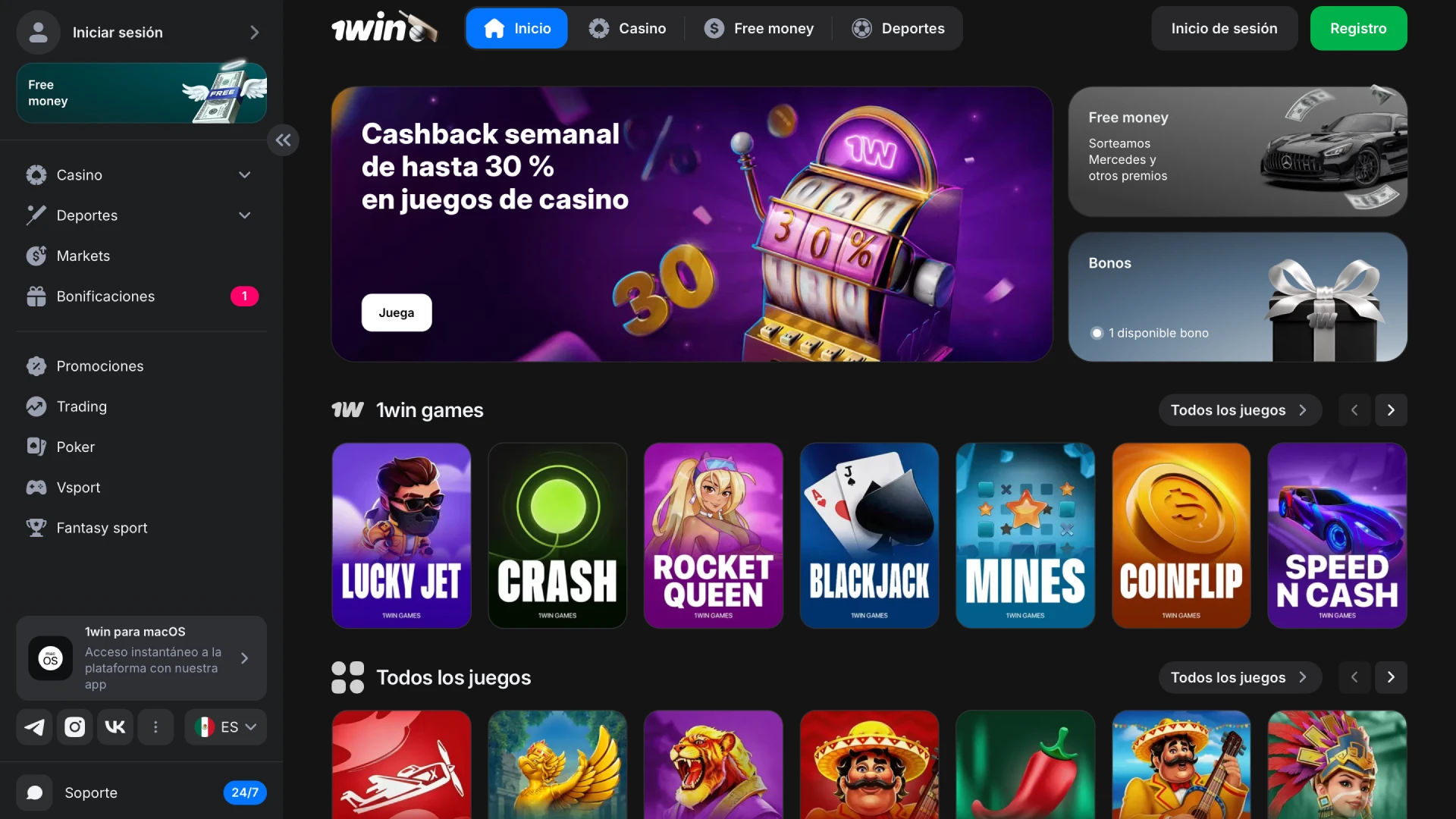 Abrí la sección de promociones en 1win desde el botón de esta página para ver los bonos disponibles.