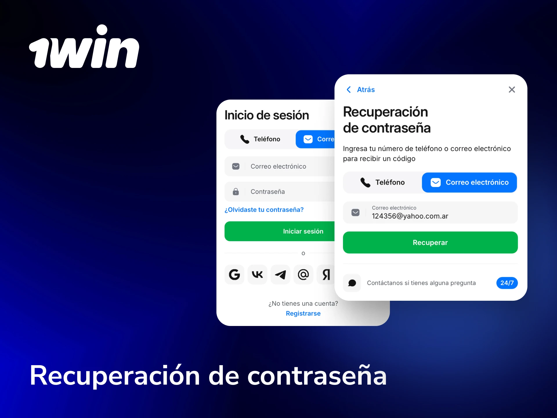 Recuperá tu contraseña de 1win usando la opción olvidé mi contraseña por correo o SMS.