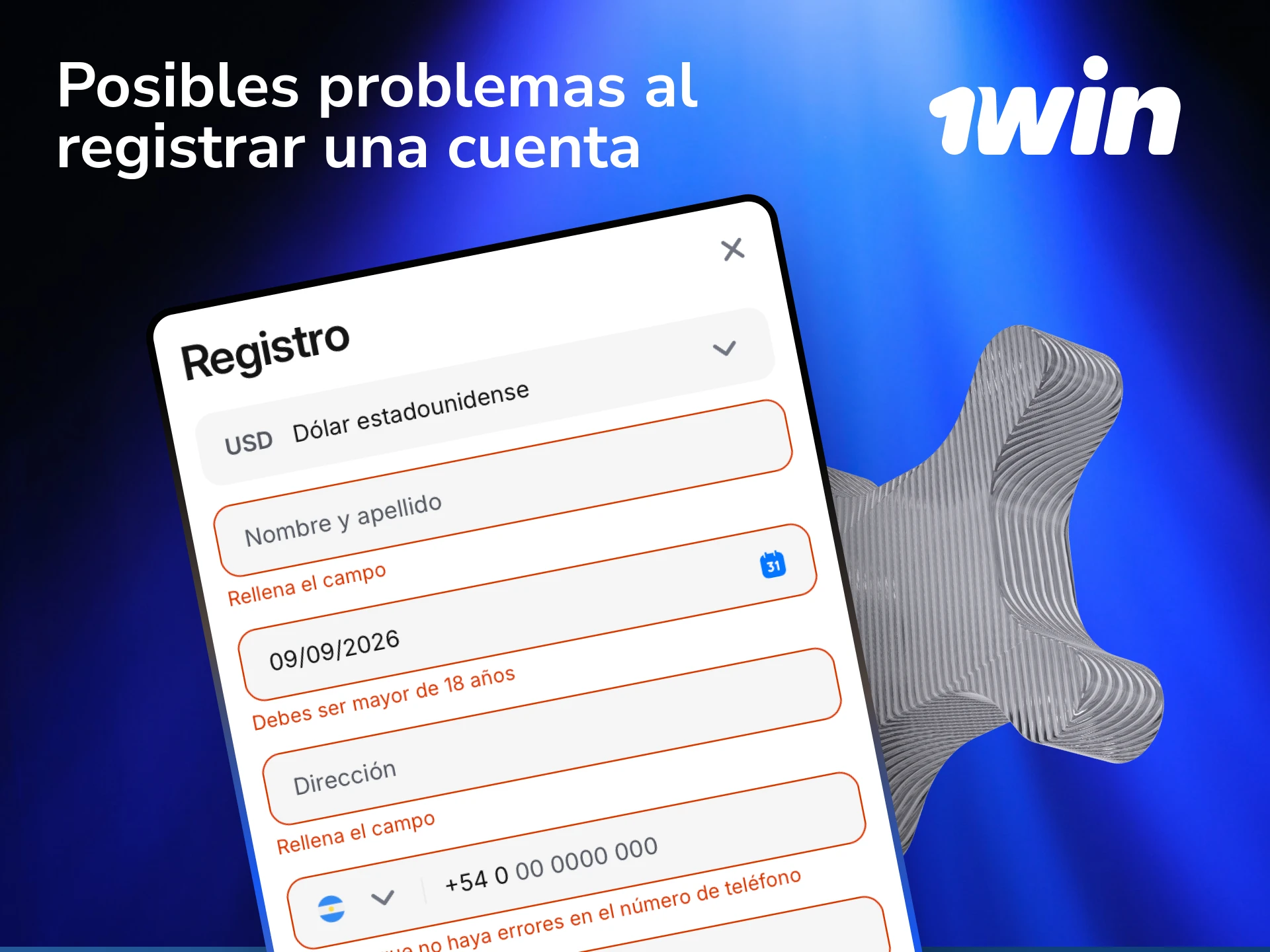 Soluciones para posibles problemas al registrar cuenta en 1win como código no recibido o email en uso.