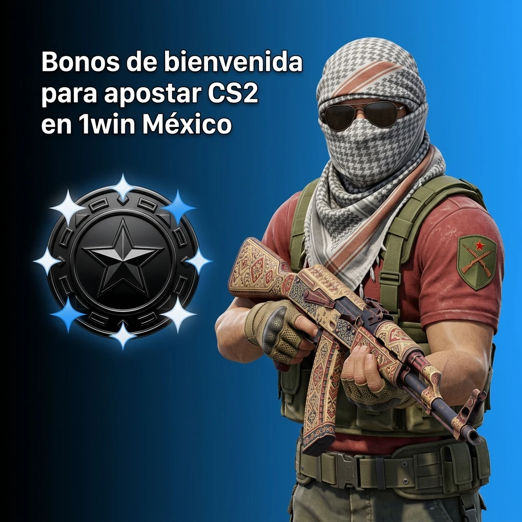 Bonos de bienvenida 1win México para apostar CS2: 600% en 4 depósitos, cashback 30%, bono exprés, giros gratis y VIP