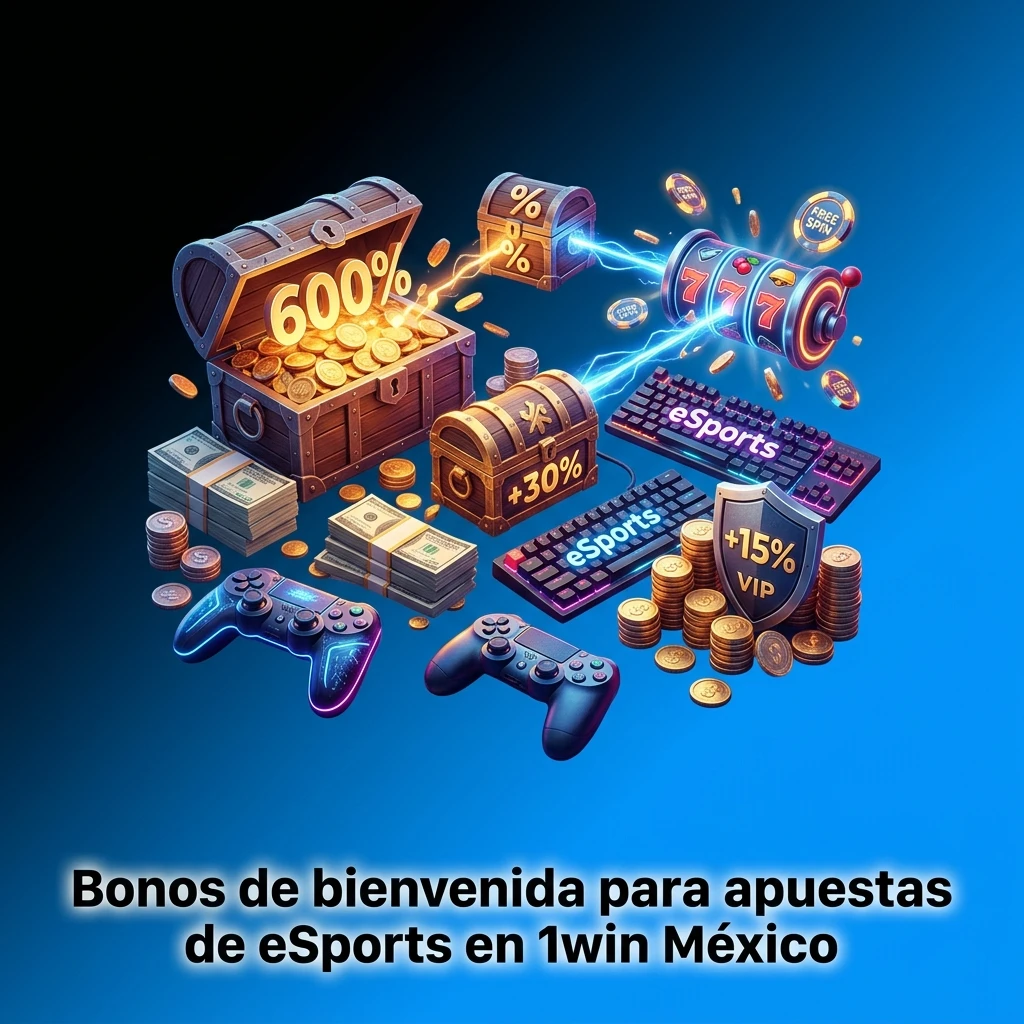 Bonos de bienvenida 1win México para apuestas de eSports: 600% en 4 depósitos, cashback 30%, bono exprés y VIP